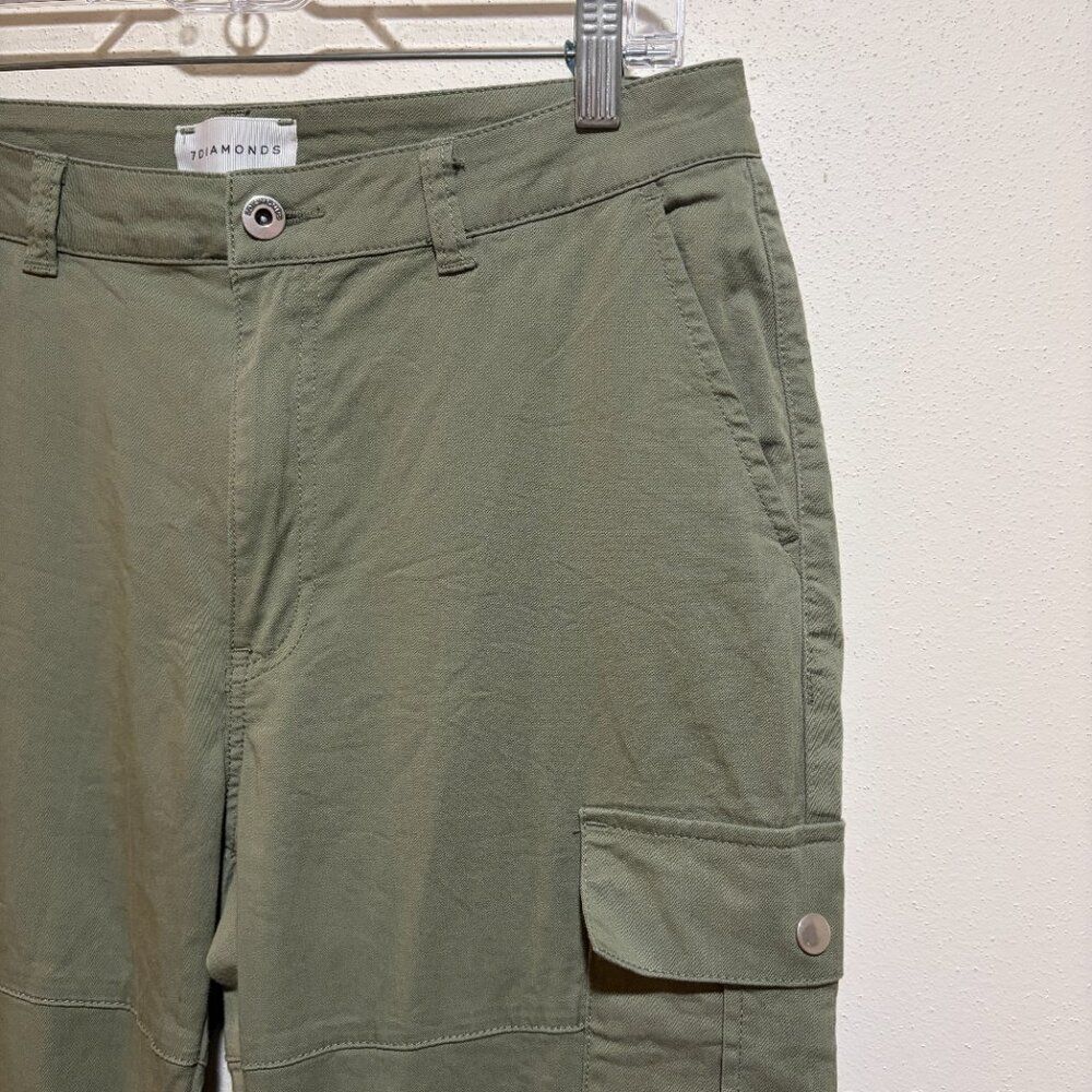 7Diamonds Size 30 10 Nellie Cargo Pants Olive Green Flare Utility - Picture 14 of 16